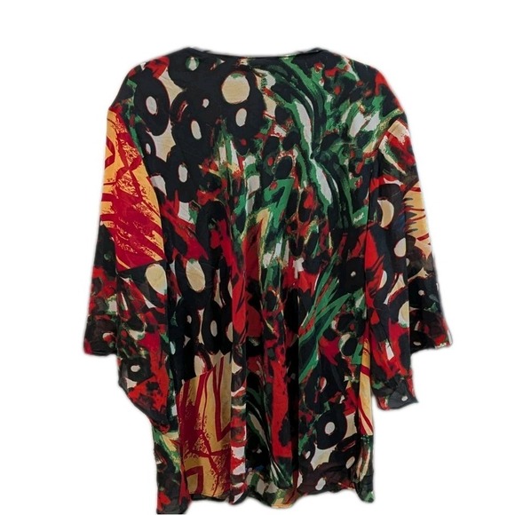 JMB Collection 3X Blouse Tunic Art To Wear Colorful Sheer Slv Flowy Art Teacher - Picture 2 of 6